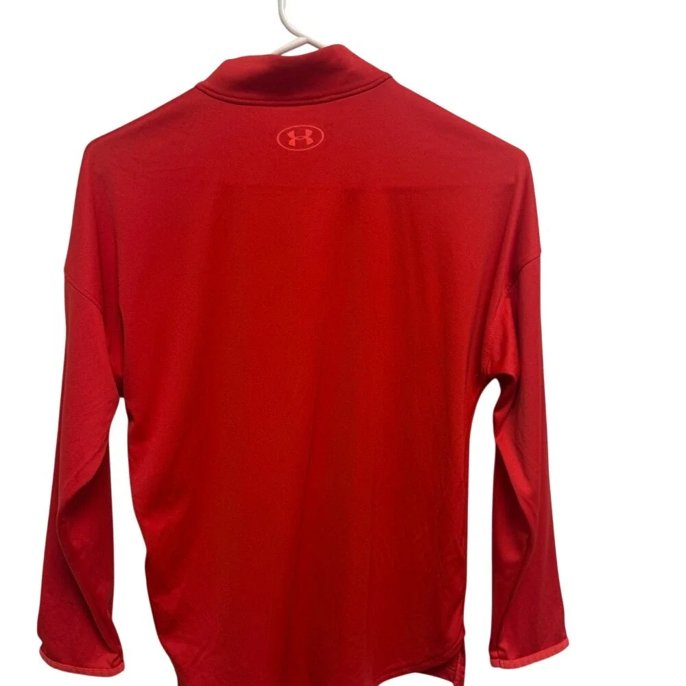 Under Armour Kids Red HeatGear Quarter Zip Pullover Long Sleeve Shirt YMD Medium